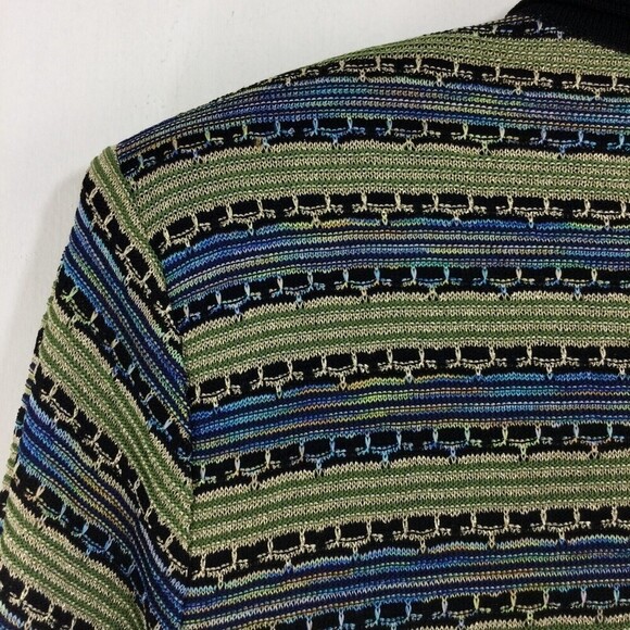 Exclusively Misook Metallic Striped Collared Button Down Knit Cardigan Sweater L - Picture 8 of 11